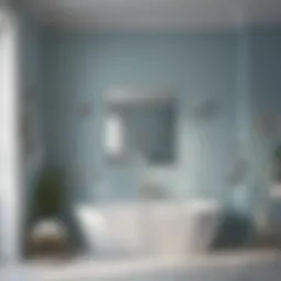 A serene bathroom painted in soft pastel blue to enhance a sense of calm.