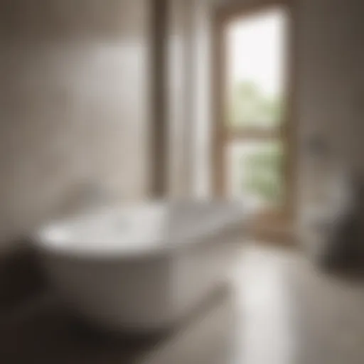 Modern bathtub with P trap installed