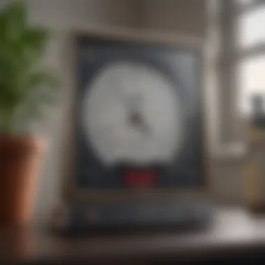 Digital hygrometer measuring humidity levels in a room