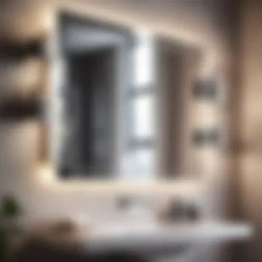 Elegance in Chrome Elegant chrome bathroom mirror with integrated shelf