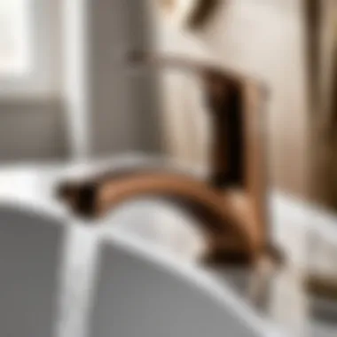 Durable Bronze Faucet Material Close-up of Durable 4-Inch Bronze Bathroom Faucet Material