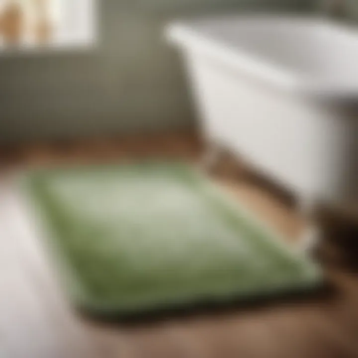 Close-up of High-Quality Sage Bath Mat for Bathroom Bliss