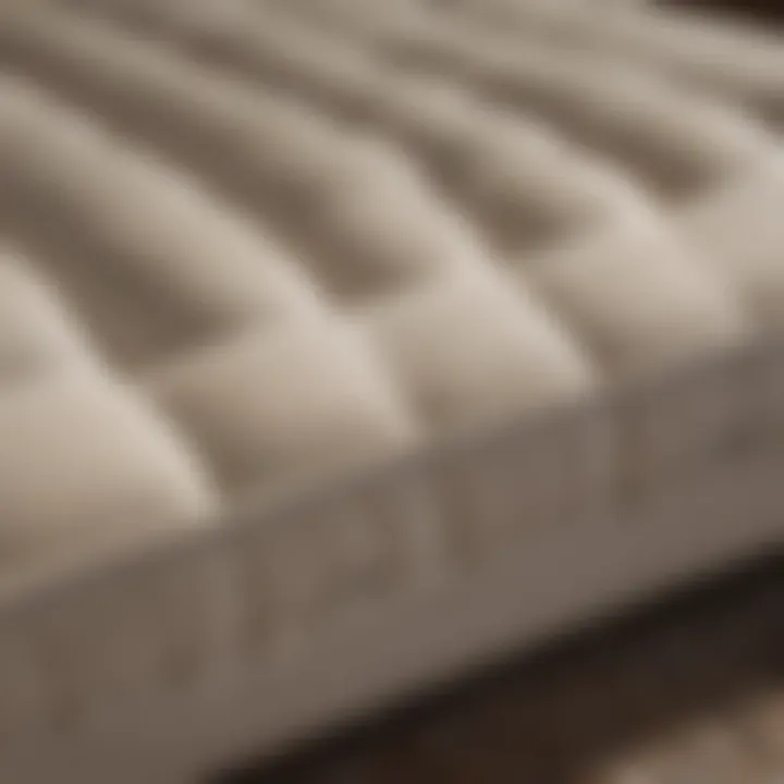 Close-up of the memory foam mattress on a queen size futon, showcasing its plush and comfortable texture