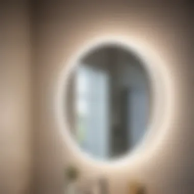 Close-up of anti-fog technology in bathroom mirror