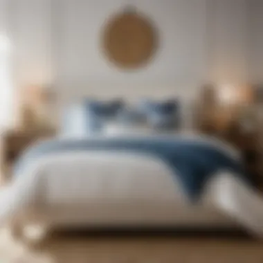 Chic Furniture Choices Coastal-inspired bed with nautical throw pillows in beach bedroom