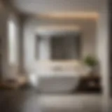 A serene bathroom featuring soft lighting and natural materials
