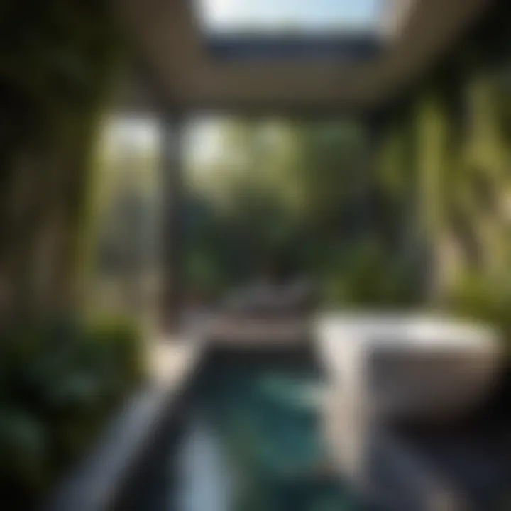 Spa-like Retreat A tranquil space with lush plants and spa-like features