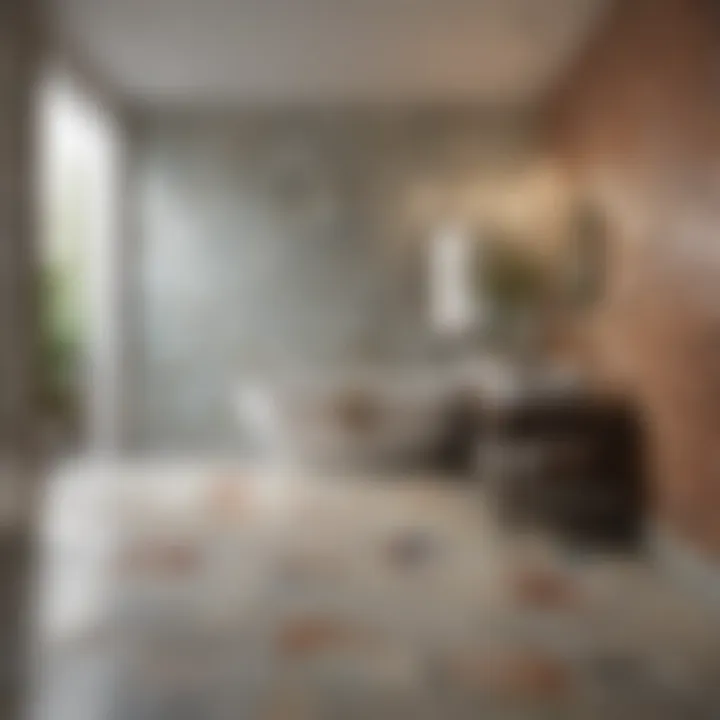 Cohesive Color Palette A serene bathroom showcasing a cohesive color palette in tile design.