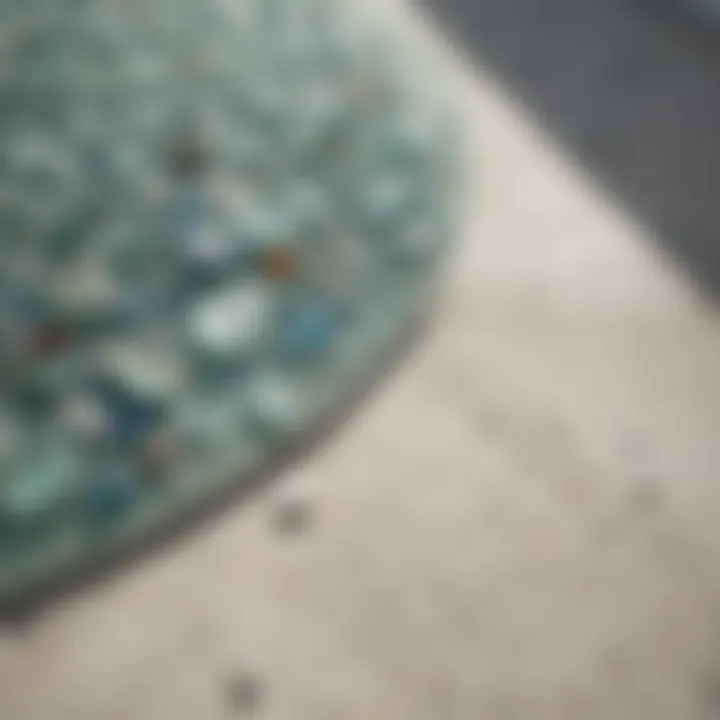 Diverse Designs of Sea Glass Bathroom Rugs A collection of assorted sea glass bathroom rugs highlighting diverse designs and colors