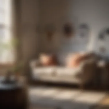 Inviting Loveseat in Cozy Nook Loveseat in a cozy bedroom nook bathed in natural light
