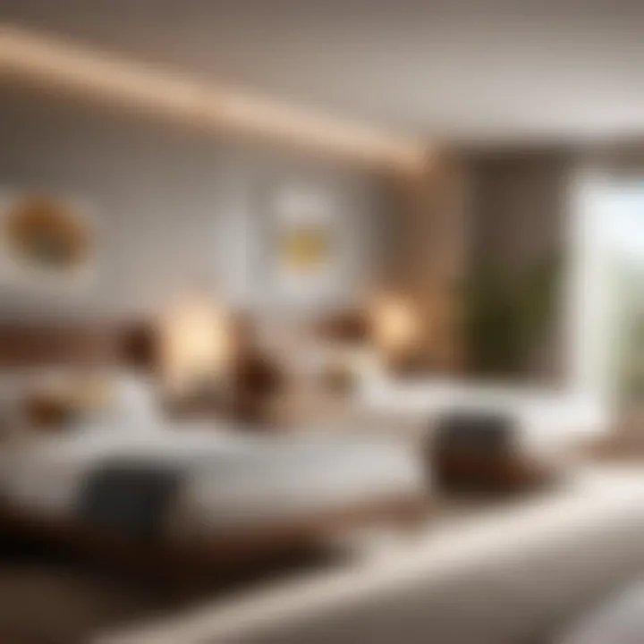 Space-saving bedroom layout with twin mattresses