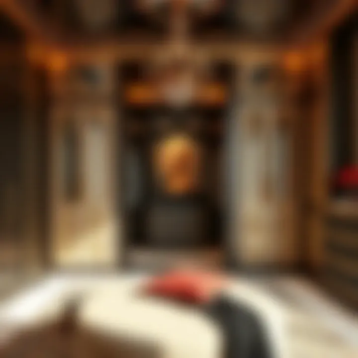 Luxurious wardrobe featuring rich materials and sophisticated aesthetics