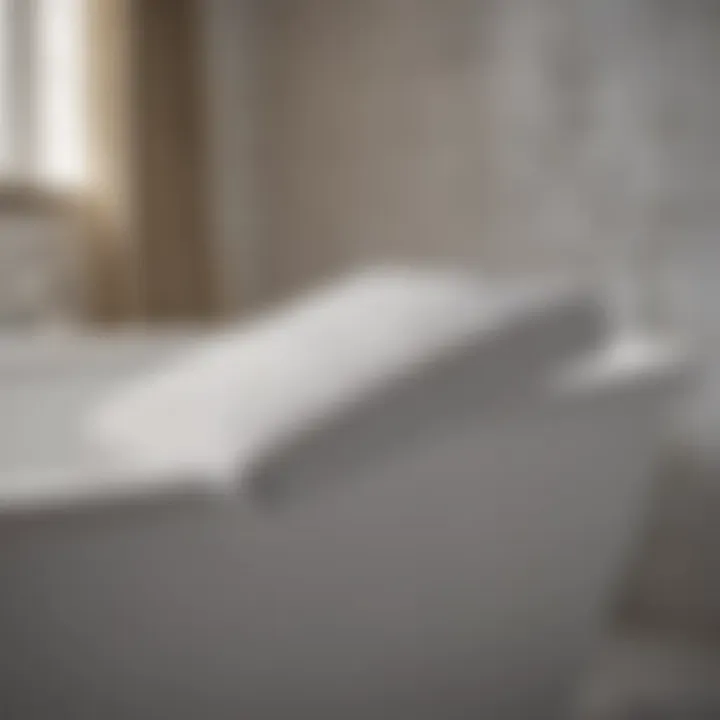 Close-up of a luxurious bath wedge pillow positioned by a bathtub
