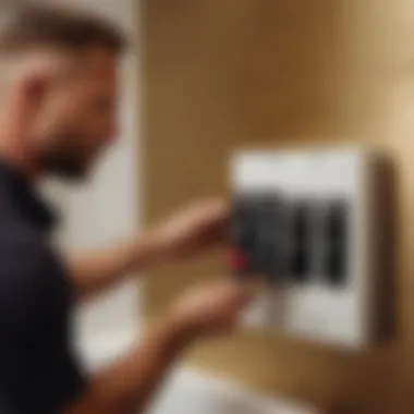 Professional installing a bathroom circuit breaker