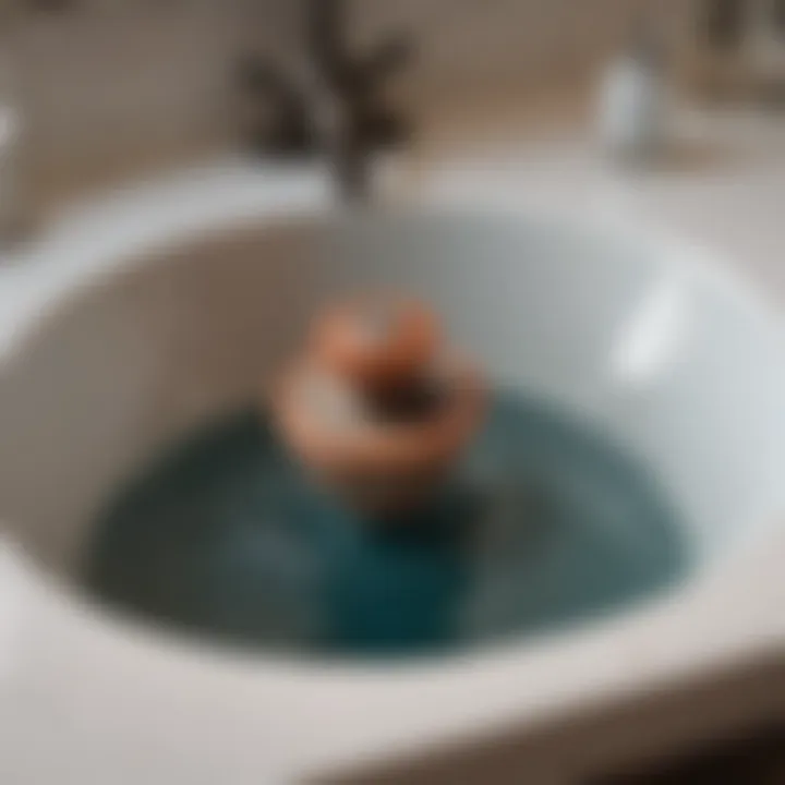 Illustration of a clogged sink drain with water pooling.