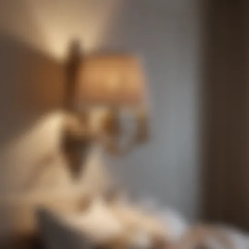 Elegant wall sconce illuminating a chic bedroom setting