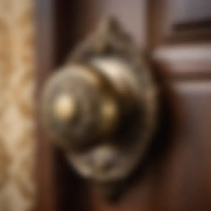 Vintage Brass Bedroom Door Knob with Lock