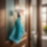 Glass cleaner and microfiber cloth for cleaning bathroom glass doors