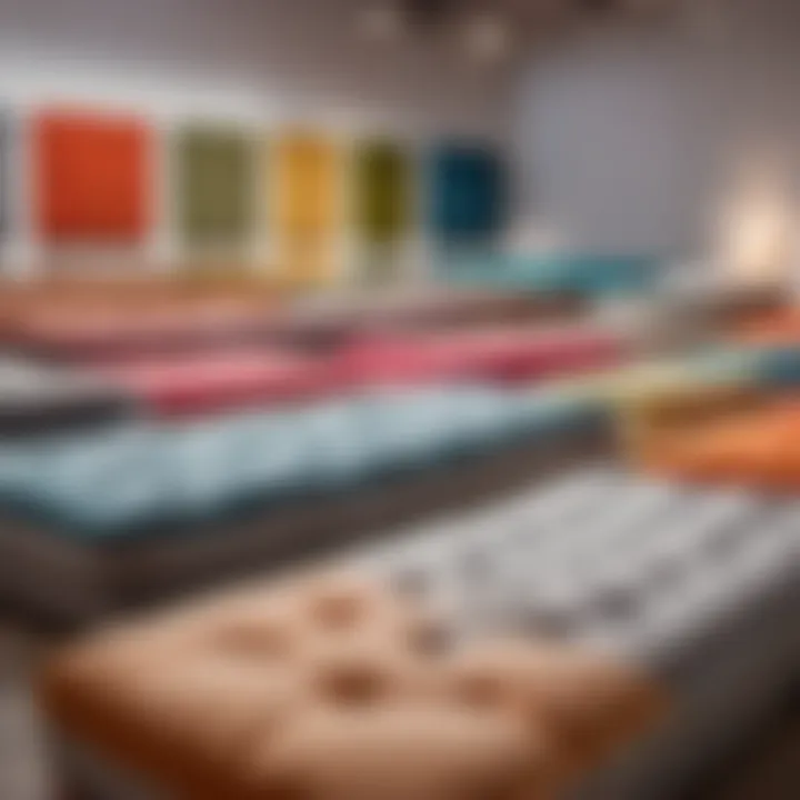 Selection of Futon Mattress Sizes in Display Variety of futon mattress sizes displayed in showroom