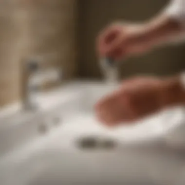 Expertly demonstrating sink drain installation process