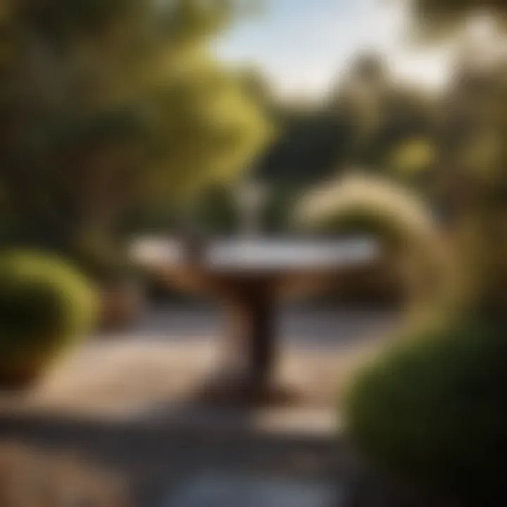 Modern small metal bird bath enhancing a contemporary outdoor setting