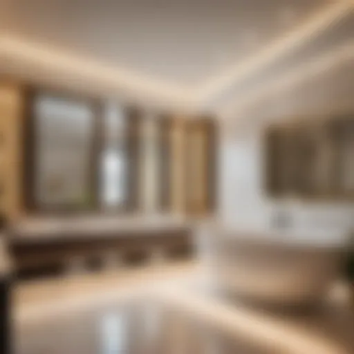 Luxurious bathroom design with marble accents