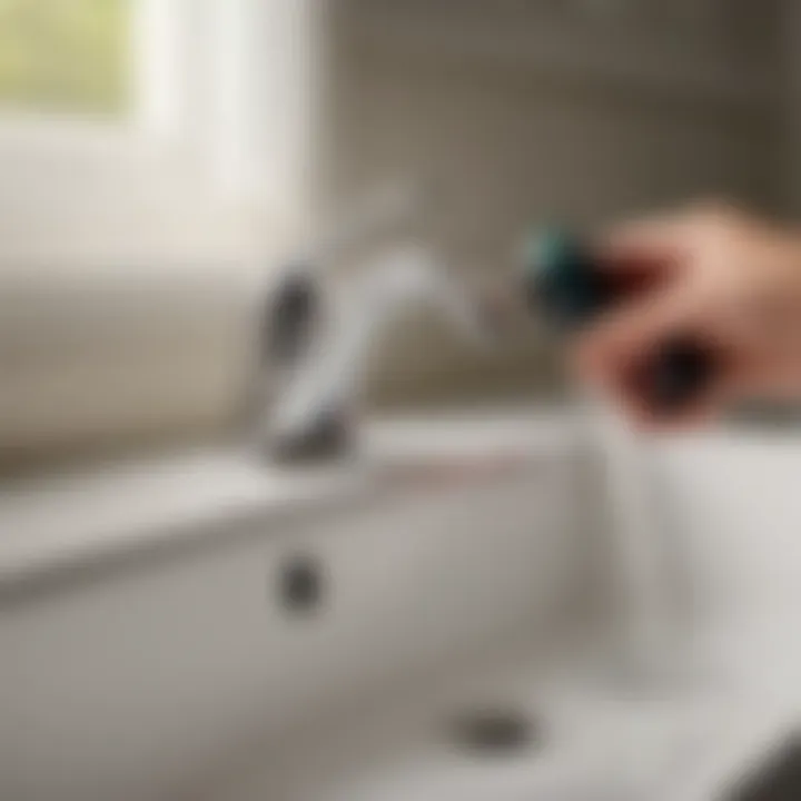 Troubleshooting and Repair Techniques Illustration of fixing common issues with Delta faucet