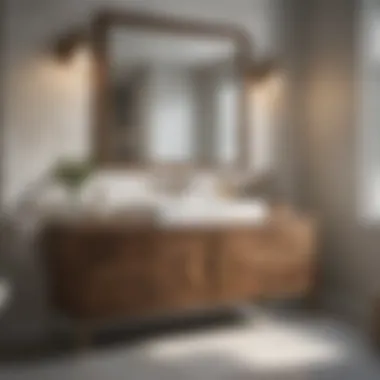 Stylish bathroom with a 55 inch vanity featuring a beautiful countertop