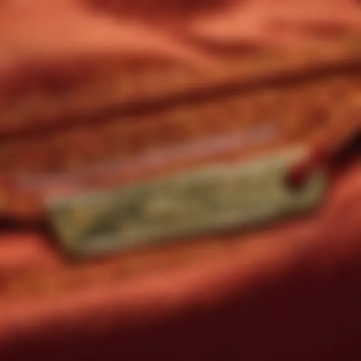 Detailed Components of Tag Hardware on Laundry Bag Close-up of intricate tag hardware components on laundry bag