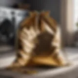 Elegant laundry bag with golden tag hardware