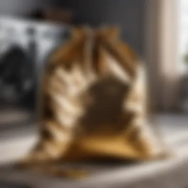 Luxurious Laundry Bag with Gold Tag Hardware Elegant laundry bag with golden tag hardware