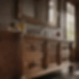 Elegant all-wood bathroom cabinet showcasing intricate wood grain patterns