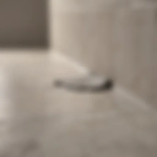 Close-up of freshly applied grout sealant on bathroom tiles