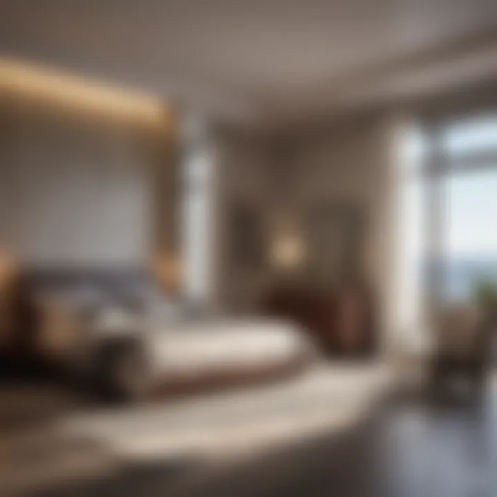 A sophisticated bedroom layout showcasing optimal space utilization