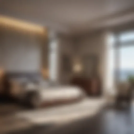 Optimal Space Utilization in Bedroom Design A sophisticated bedroom layout showcasing optimal space utilization