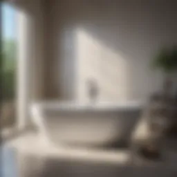 Elegant modern freestanding bathtub in a contemporary bathroom setting