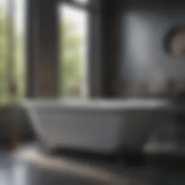 Maintenance tools and products for freestanding bathtubs displayed neatly