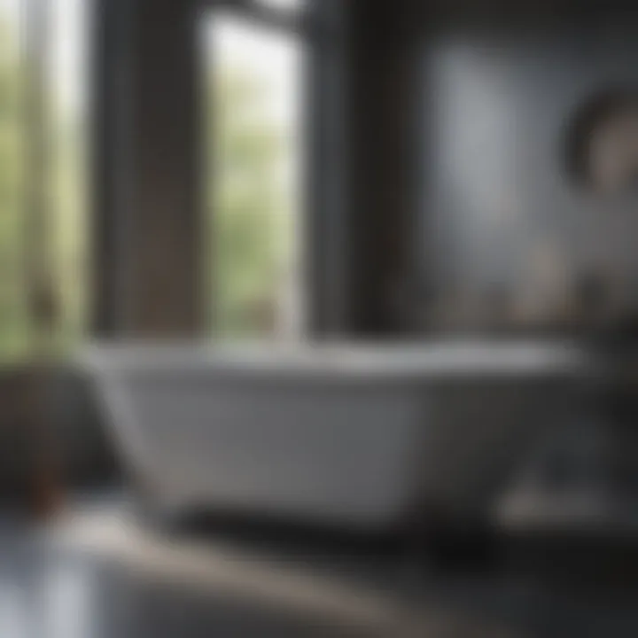 Maintenance tools and products for freestanding bathtubs displayed neatly