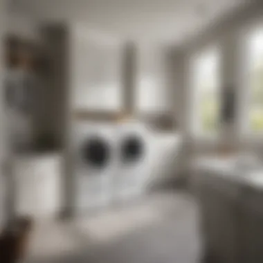 Optimized Laundry Room Layout Efficient layout of a laundry room featuring a sink cabinet