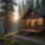 Architectural design showcasing two bedroom cabin plan.