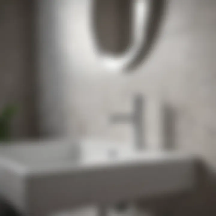 Stylish White Handle Faucet in Modern Bathroom Stylish white handle faucet in modern bathroom