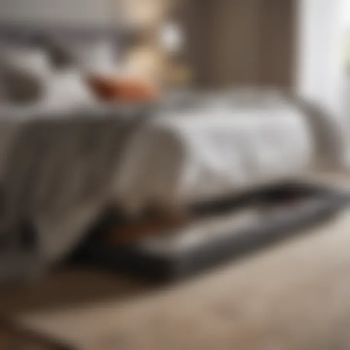 Stylish storage solution for spare mattress under bed