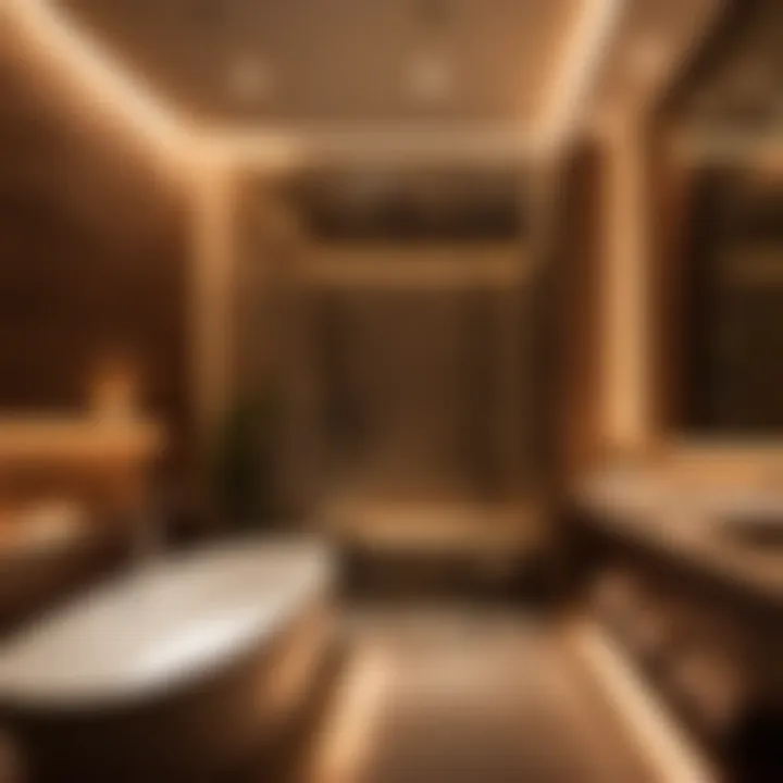 Warm LED strip lights enhancing spa-like atmosphere in a contemporary bathroom