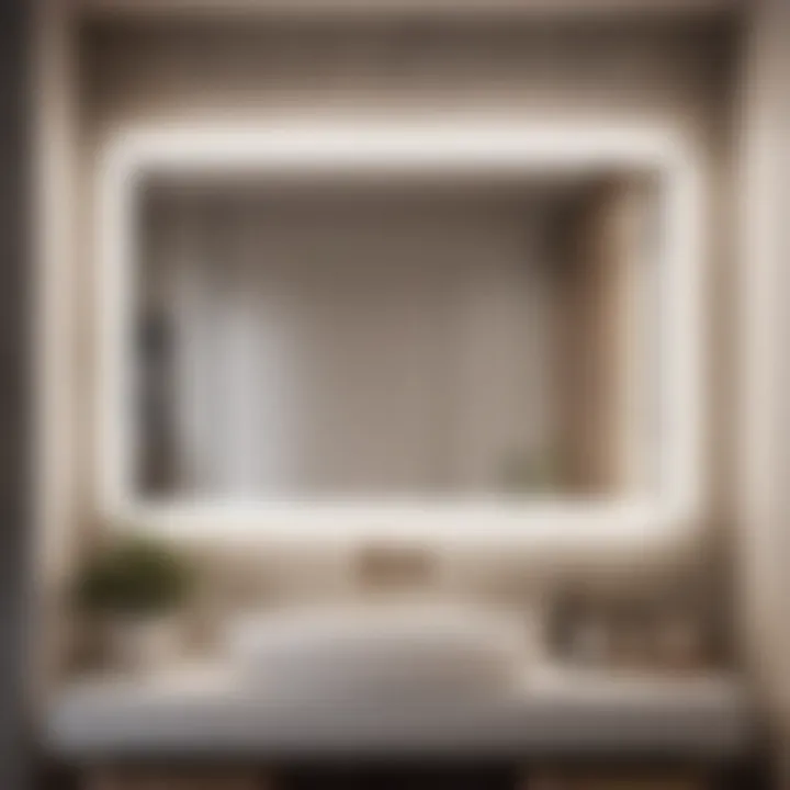 Contemporary bathroom design with oversized mirror