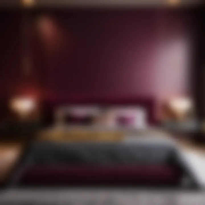 Contemporary Master Bedroom featuring a Statement Wall in Deep Burgundy