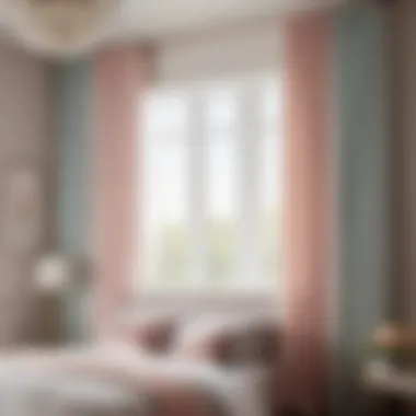Serenity in Pastels Modern bedroom curtains with attached valance in soothing pastel tones