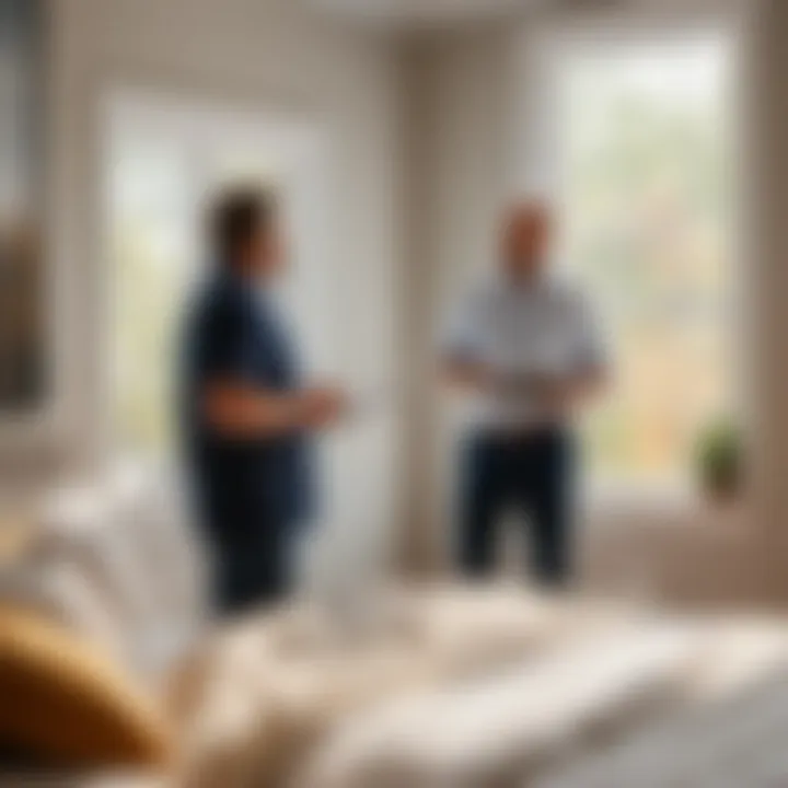 A contractor discussing bedroom addition project with homeowner