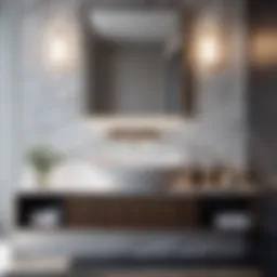 Modern bathroom vanity with marble countertop