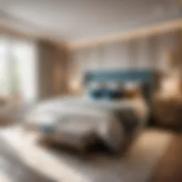 Luxurious bedroom with newly installed carpet