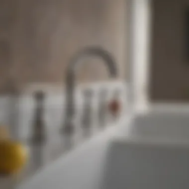 A detailed view of necessary components for faucet installation including washers and fittings